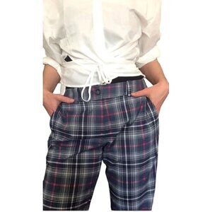 Nike Golf Pants Womens Sz 14 Plaid Blue Pink Tartan Performance Dri Fit Golfing